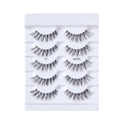 KISS So Wispy, False Eyelashes, 'Style #11', 12mm, Includes 5 Pairs Of Lashes, Easy to Apply, Reusable Lash Clusters
