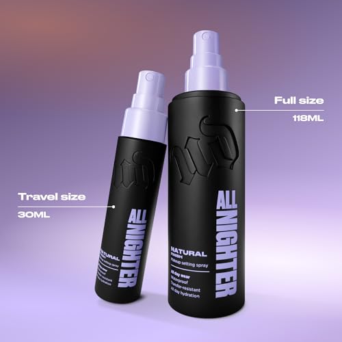 Urban Decay All Nighter Waterproof Makeup Setting Spray - Natural Finish, Up to 24HR Wear, Ultra-Fine Facial Mist, Hydrating Foundation Face Primer, Smudge-Proof, Transfer-Resistant - 4 fl oz