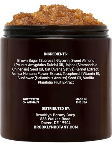 Brooklyn Botany Brown Sugar Body Scrub - Moisturizing and Exfoliating Body, Face, Hand, Foot Scrub - Fights Acne, Fine Lines & Wrinkles, Great Gifts For Women & Men - 10 oz