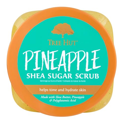 Tree Hut Pineapple Shea Sugar Scrub, Exfoliating, Hydrating & Moisturizing Body Scrub with Shea Butter & Nourishing Essential Oils, Smooth & Soften Skin, 18 oz
