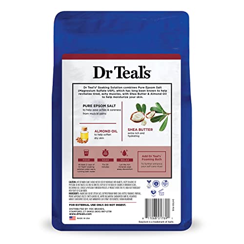 Dr Teal's Epsom Salt Magnesium Soak, Soften & Moisturize with Shea Butter & Almond Oil, 3 lbs