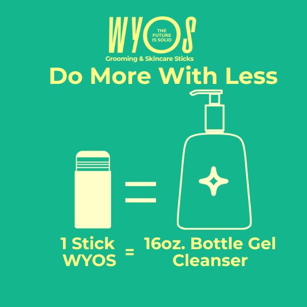 WYOS Face Cleanser Stick, Travel Friendly Leak Free, Vegan, Cruelty Free, Sulfate Free, Paraben Free, Gentle Sensitive Skin Makeup Remover Hydrating Glycerin Enriched Facial Wash for Women and Men