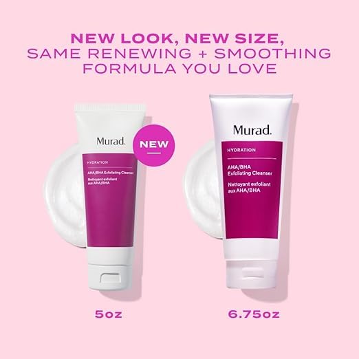 Murad AHA/BHA Exfoliating Cleanser - Triple-Action Cleansing Exfoliator with Salicylic, Lactic, & Glycolic Acids - Creamy Face Wash Removes Dull, Dry Skin for Smoother, Softer Skin - 5 Fl Oz