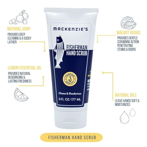 MacKenzie's Fisherman Hand Scrub - Gifts for Men - Gifts for Fisherman - Gifts for Cooks - Gifts for Gardeners - Cleansing & Deodorizing Hand Cleaner - 6 oz.