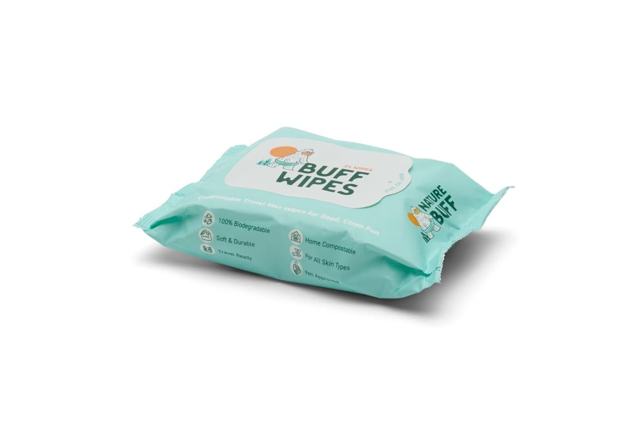 NATURE BUFF Multi-Use Wet Wipes for Babies & Adults - 99.7% Pure, Plastic-free, Biodegradable & Unscented Body Wipes - 24 Wipes Per Pack