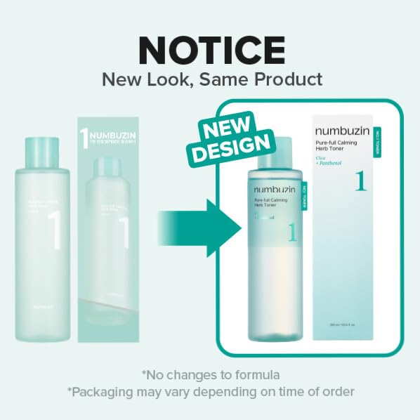 numbuzin No.1 Toner | Pure-Full Calming Herb Toner | Breakouts, Redness, Excess Oil Control | Centella Asiatica, Heartleaf, Licorice Root | Acne-Prone, Sensitive Skin | 10.14 fl. oz.