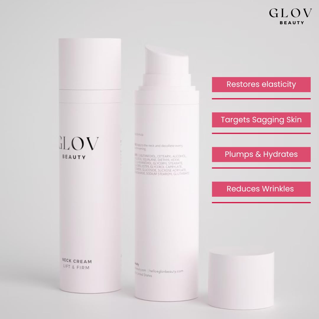 Glov Beauty - Lift & Firm Neck Cream - Anti-Aging Neck & Décolleté Cream for Wrinkles, Sagging Skin & Tightening - With Shea Butter, Niacinamide & Hyaluronic Acid - All Skin Types