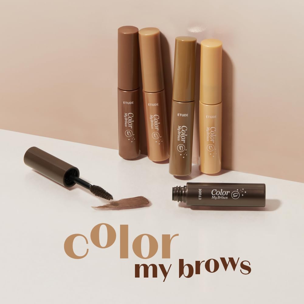 ETUDE Color My Brows, Brow Mascara, 3D Natural Coloring, Beeswax & Carnauba Wax, Moisturizing Brow Care, Eyebrow tint, Soft Gel Texture, Korean Makeup, Beauty, Red Brown (0.152 Fl Oz)
