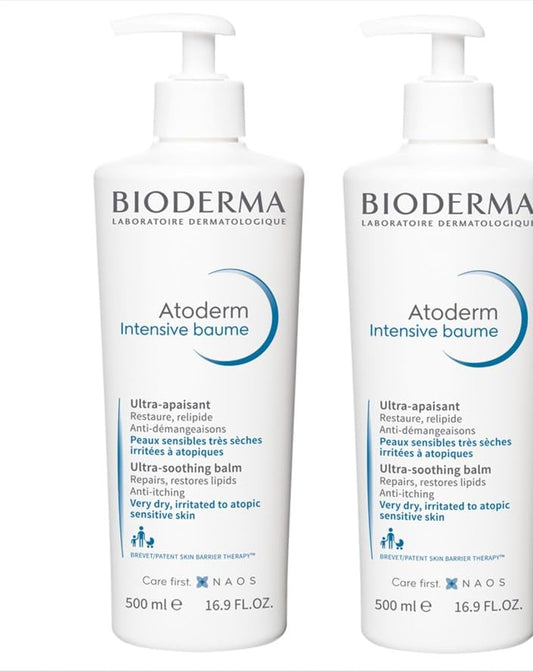 Bioderma Atoderm Intensive Balm Duo Pack Ultra-Nourishing Body Cream for Very Dry Skin, 2x16.9 Fl Oz