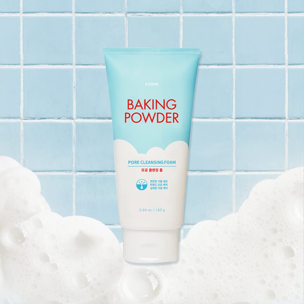 ETUDE Baking Powder Pore Cleansing Foam, Face Wash for Deep Dead Cells, Micro Sized Baking Powder to Clean Deep Inside Poer, Gentle Exfoliation, Soft and Creamy Bubble, Korean Skin Care (5.64 Ounce)