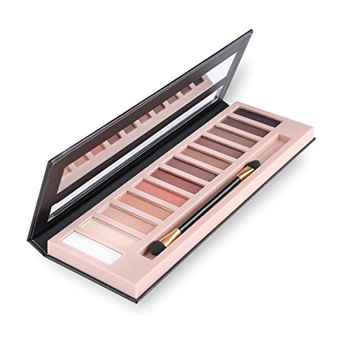 BOLOPER 2 Pack 12 Colors Makeup Nude Colors Eyeshadow Palette Natural Nude Matte Shimmer Glitter Pigment Eye Shadow Pallete Set Waterproof Smokey Professional Beauty Makeup Kit (2 PCS)