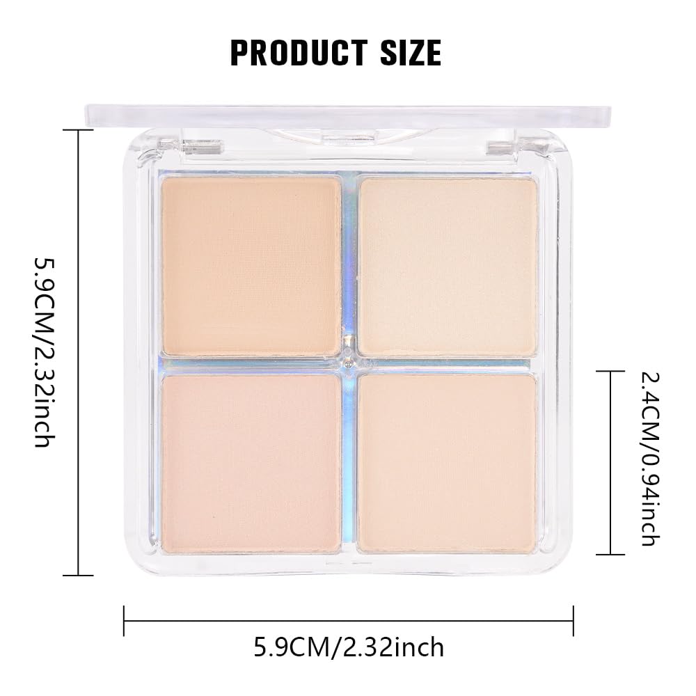 HHLTOH 4 Colors Light Beige Nude Pink Ivory Eye Shadow Powder Palette Makeup, Neutral Matte Shimmer Cream Quad Eyeshadow Palette for Women Highly Pigmented Waterproof, paleta de sombras de ojos, Vegan