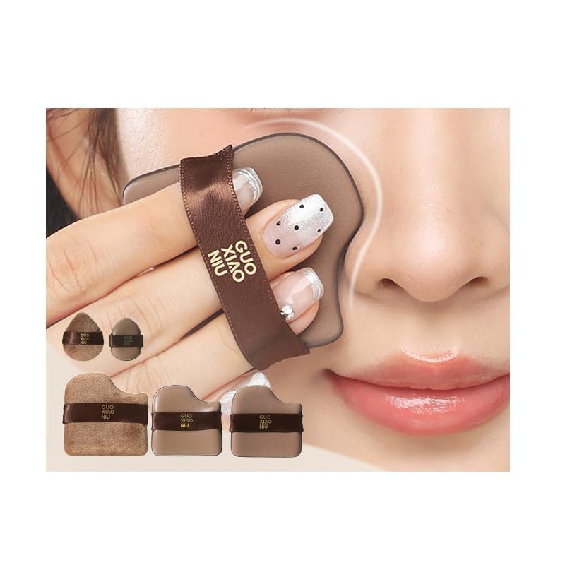 1 Box of 6 PCs Guoxiaoniu Chocolate Color Quick Makeup Foundation Puff Set, Chocolate Biscuit Powder Puff, Foundation Sponge Puff Cushion Puff Mini Powder Blusher Puffs Set (1SET)
