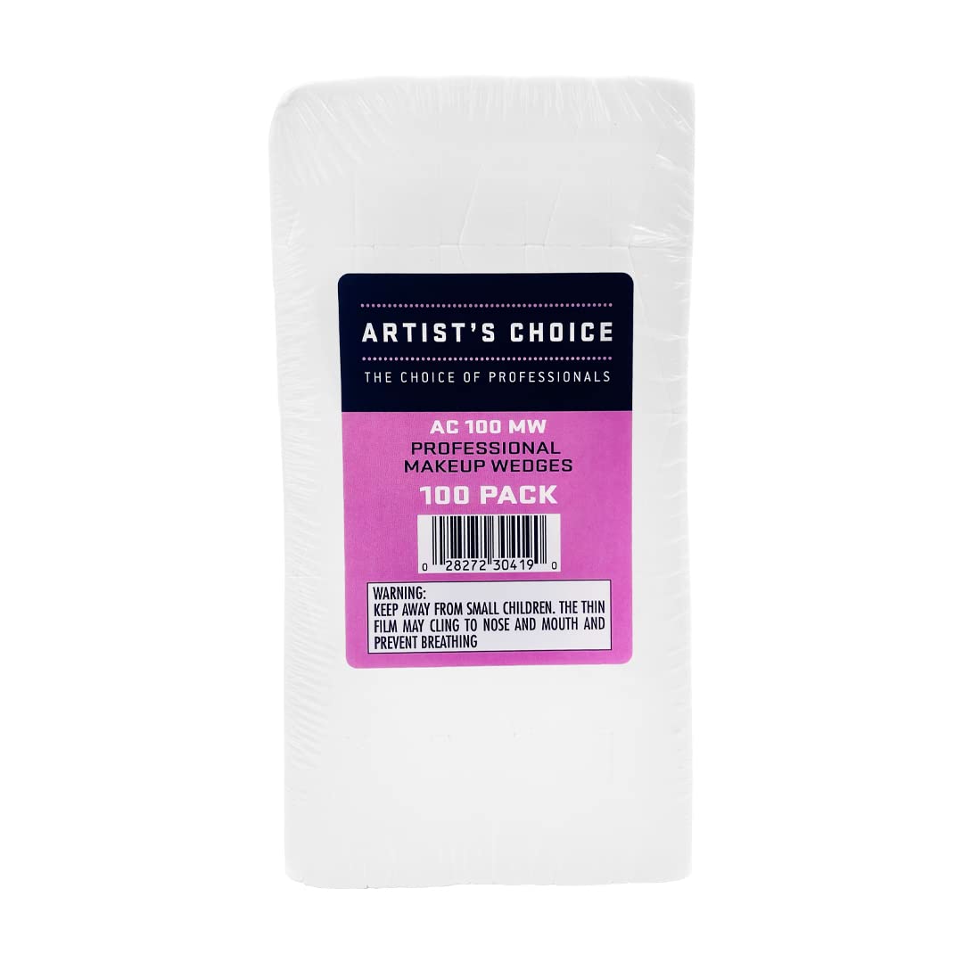 Artist's Choice 100 Pack Makeup Sponge Mini Applicator Wedges, Triangle Cosmetic Sponges For Foundation, Blush, Eye Shadow, Blending, Latex Free, Perfect for Face Painting and Halloween Makeup