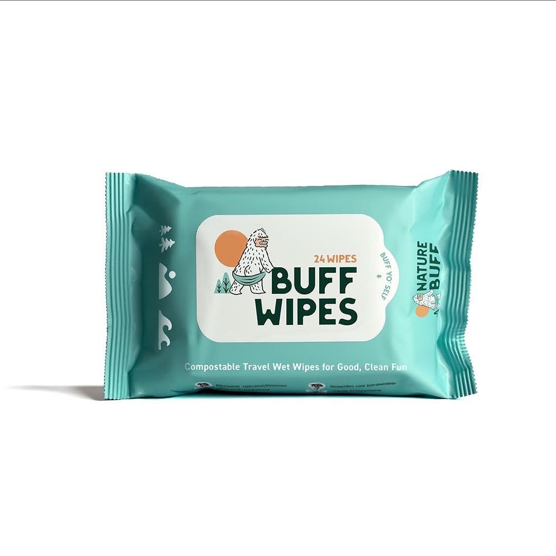 NATURE BUFF Multi-Use Wet Wipes for Babies & Adults - 99.7% Pure, Plastic-free, Biodegradable & Unscented Body Wipes - 24 Wipes Per Pack