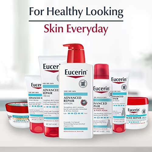 Eucerin Advanced Repair Hand Cream, Immediately Soothes and Repairs Very Dry Skin, Fragrance Free, Non Greasy, Fast Absorbing, Travel Size Hand Lotion, 2.7 Oz Tube, Pack of 3