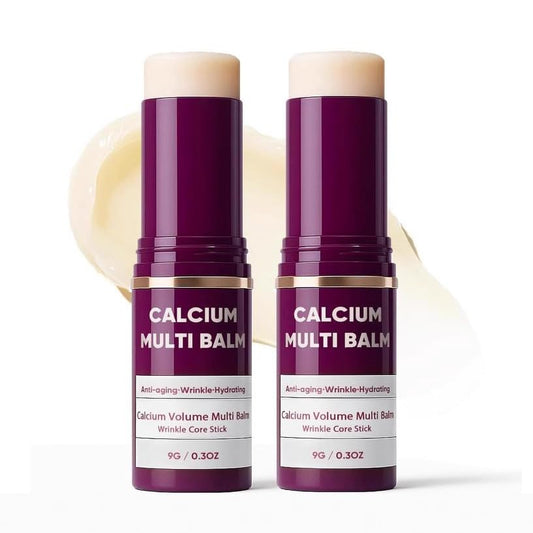 HWMS Cemenrete Calcium Multi Balm, Calcium Volume Multi Bal m, Wrinkle Core Stick, Korean Collagen Moisturing Stick, Anti-aging, Hydrating, Almond & Vitamin E for Eye Cream NeckLip Balm（2pcs）