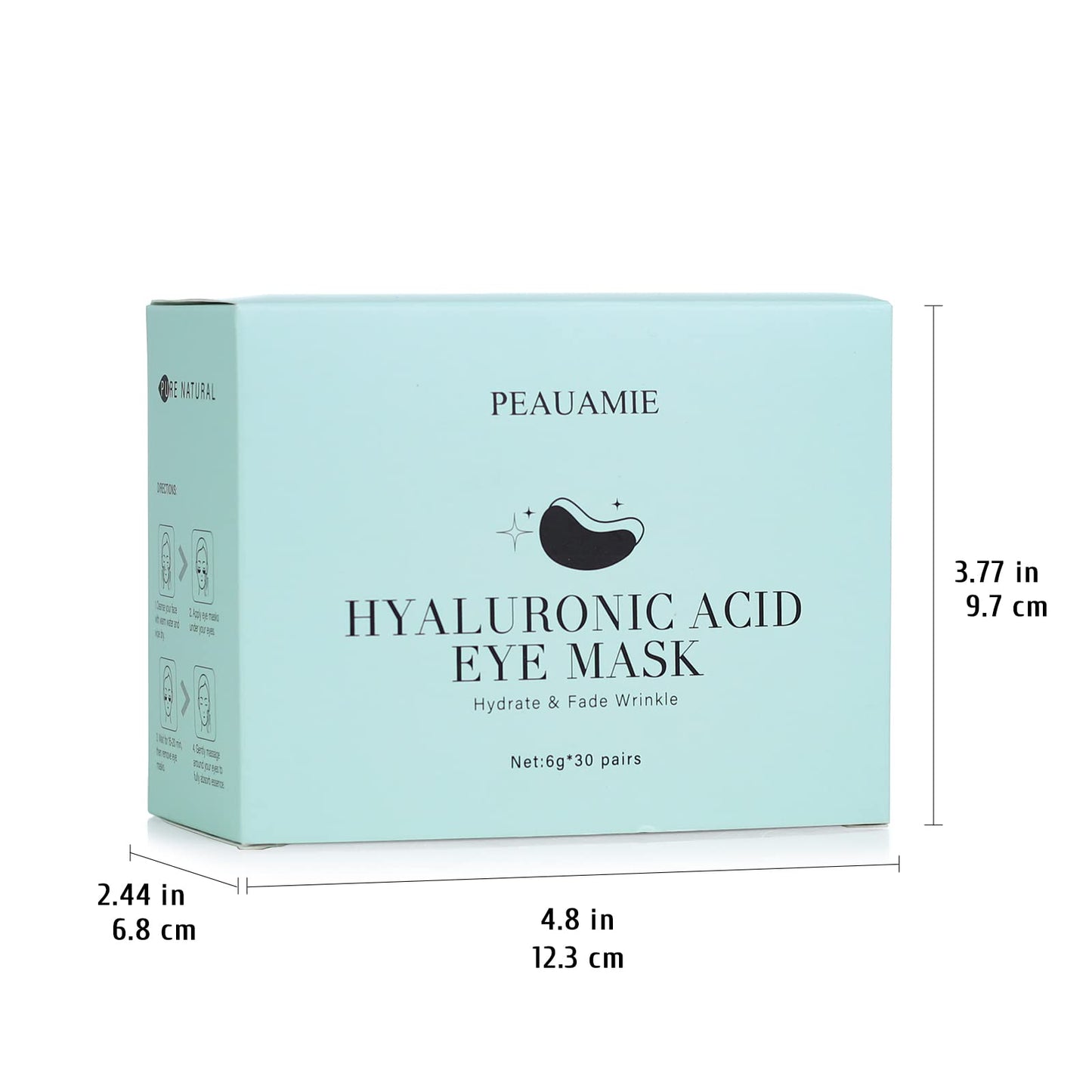 PEAUAMIE Under Eye Patchs Hyaluronic Acid Eye Mask for Dark Circles and Puffiness Wrinkle Eye Bags 30 Pairs