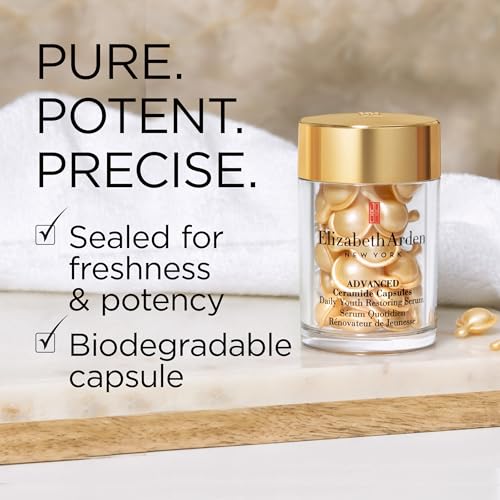 Elizabeth Arden Advanced Ceramide Face Serum Capsules, Anti-Aging Skincare, Fragrance-Free Hydrating Formula for Radiant, Firm Skin, Nourishing and Strengthening, 30 Count