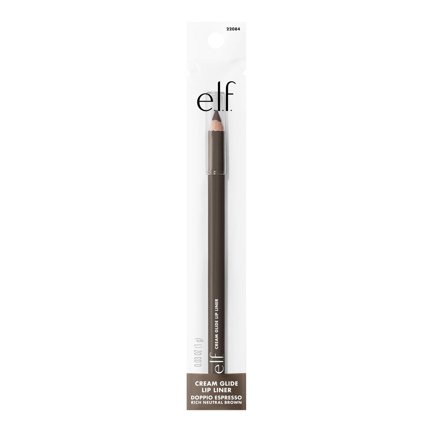 e.l.f. Cream Glide Lip Liner, Highly-Pigmented Pencil For Shaping & Sculpting Lips, Semi-Matte Finish, Vegan & Cruelty-Free, Doppio Espresso