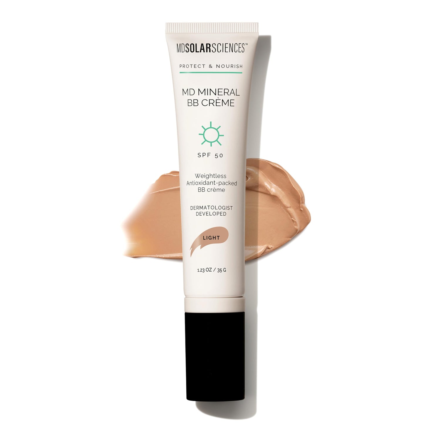 MDSolarSciences Mineral BB Cr me SPF 50 | Hydrating, Sheer Tinted Mineral Sunscreen with Niacinamide, Caffeine & Squalane | Blurring, Anti-Aging, Clean & Reef Safe | Light 1.23 oz