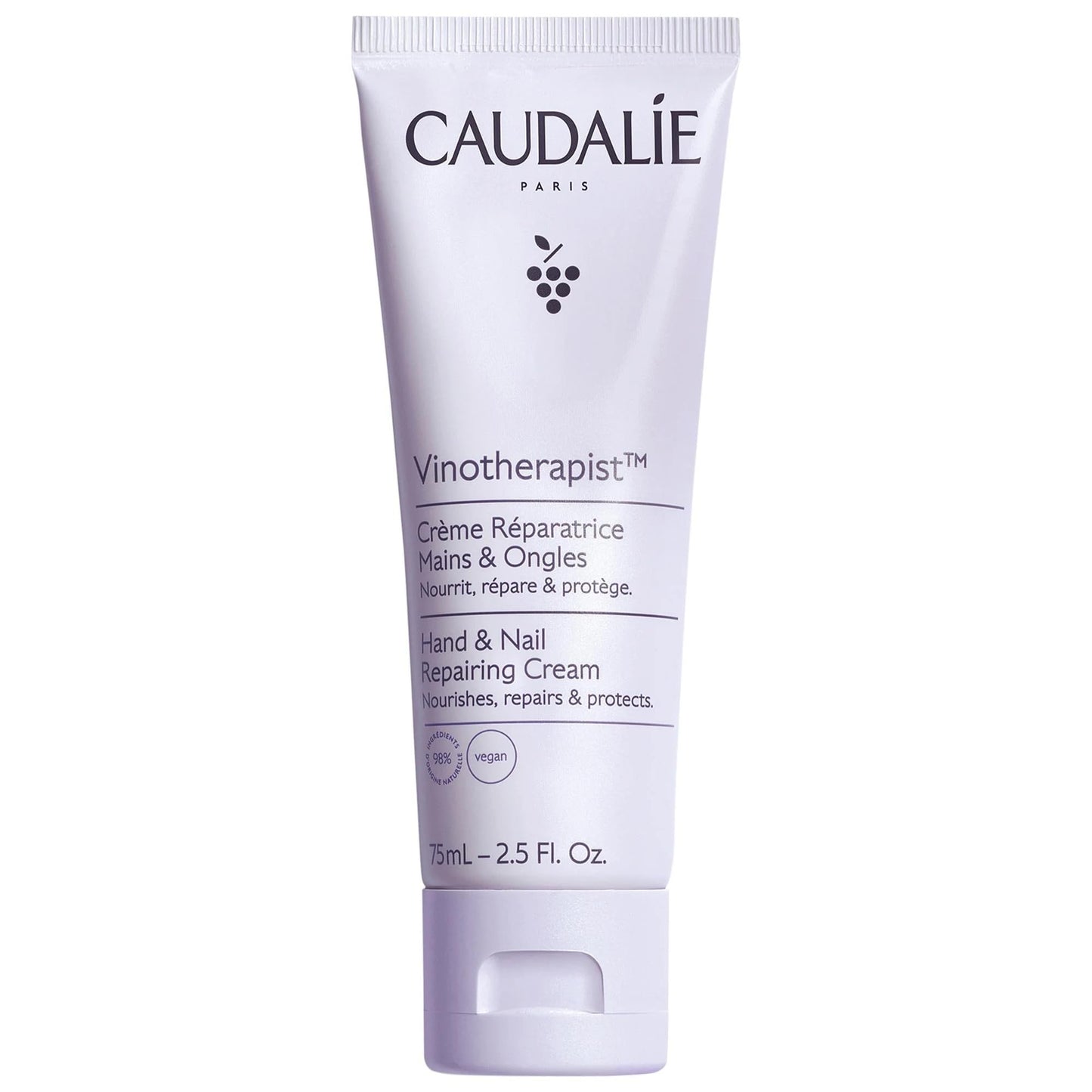 Caudalie Vinotherapist Hand and Nail Cream with Shea Butter and Grapeseed Oil, Vegan and Dermatologically Tested - 75 mL