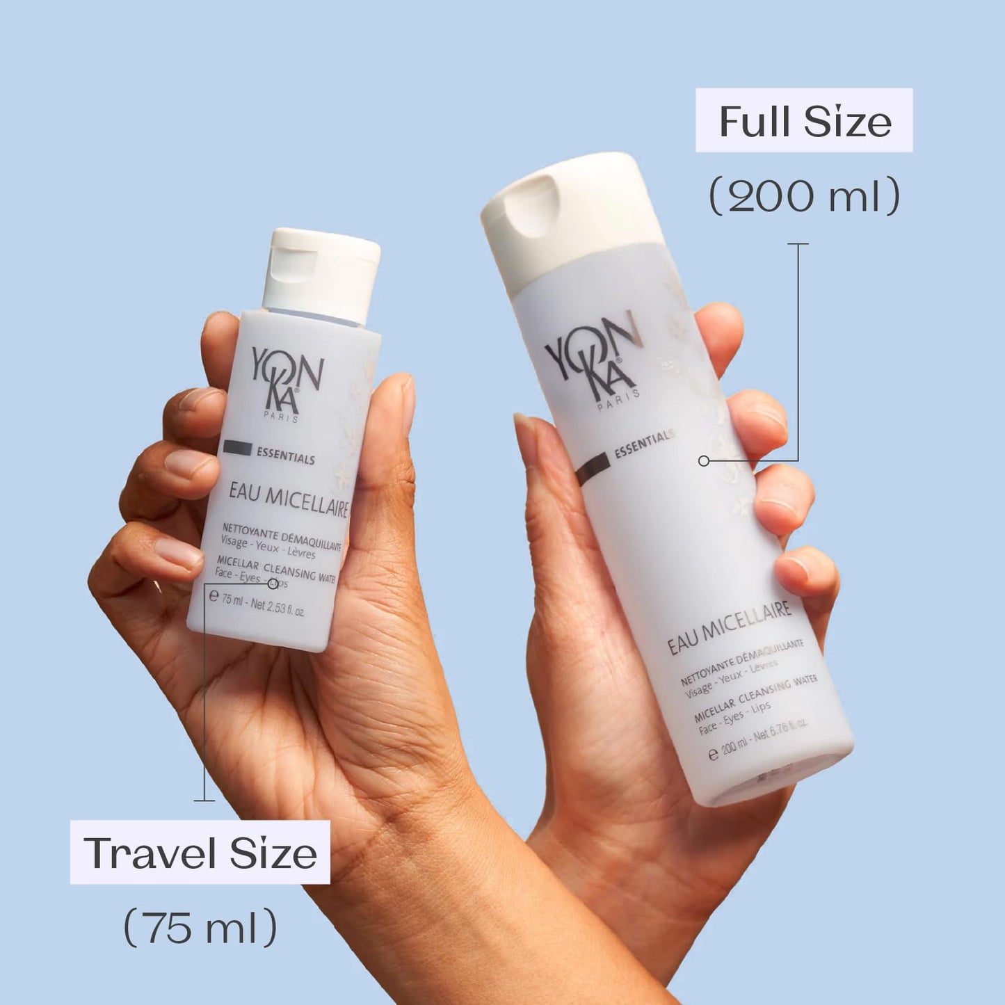 Yon-Ka Eau Micellaire Travel Size | Micellar Water and Cleansing Makeup Remover | Gentle Face Wash with Rose and Chamomile to Remove Impurities and Hydrate | Paraben-Free | 2.53 fl oz