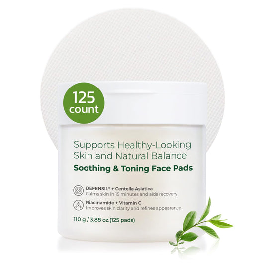 QAH Toner Pads Face Exfoliator Dark Spots Removal Pads, Soothing with DEFENSIL®,Tea Tree | Wrinkle Minimizing with Peptides, Niacinamide for All Skin Types（125 Counts）
