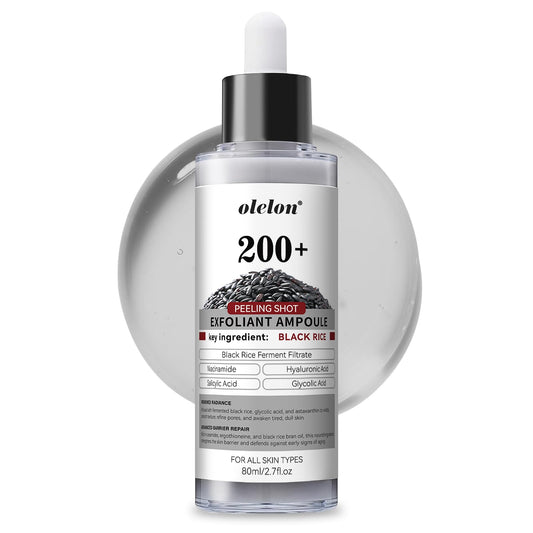 Black Rice Peeling Glow Ampoule - Upgrade Skin Peel & Hydration Shot for Face and Body, Exfoliating Serum for All Skin Types, 80ml