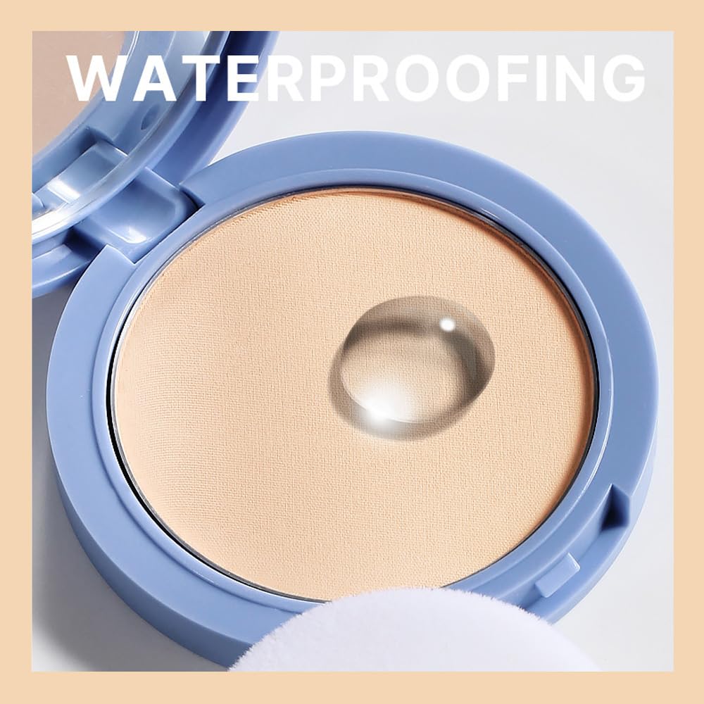 FeiCuiYun Oil Control Matte Perfection Face Powder Compact For Women, Matte Smooth Flawless Setting Powder Makeup, Polvo Compacto De Maquillaje, Waterproof Long Lasting, 0.35Oz (02 Natural Beige)