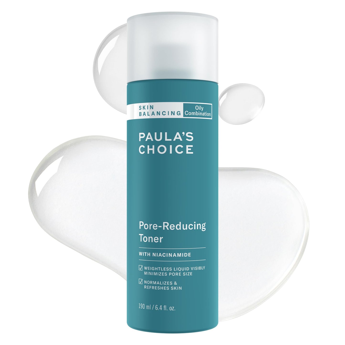 Paula's Choice Skin Balancing Pore-Reducing Face Toner with Niacinamide, for Oily Skin & Combination, Minimizes Large Pores, Controls Oil & Shine, Hydrates & Replenishes, Fragrance-Free, 6.4oz