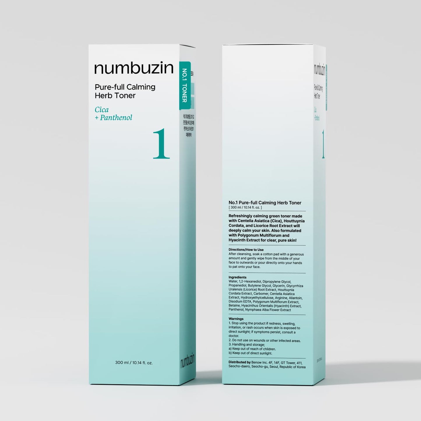 numbuzin No.1 Toner | Pure-Full Calming Herb Toner | Breakouts, Redness, Excess Oil Control | Centella Asiatica, Heartleaf, Licorice Root | Acne-Prone, Sensitive Skin | 10.14 fl. oz.