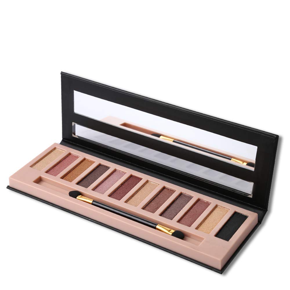 BOLOPER 2 Pack 12 Colors Makeup Nude Colors Eyeshadow Palette Natural Nude Matte Shimmer Glitter Pigment Eye Shadow Pallete Set Waterproof Smokey Professional Beauty Makeup Kit (2 PCS)