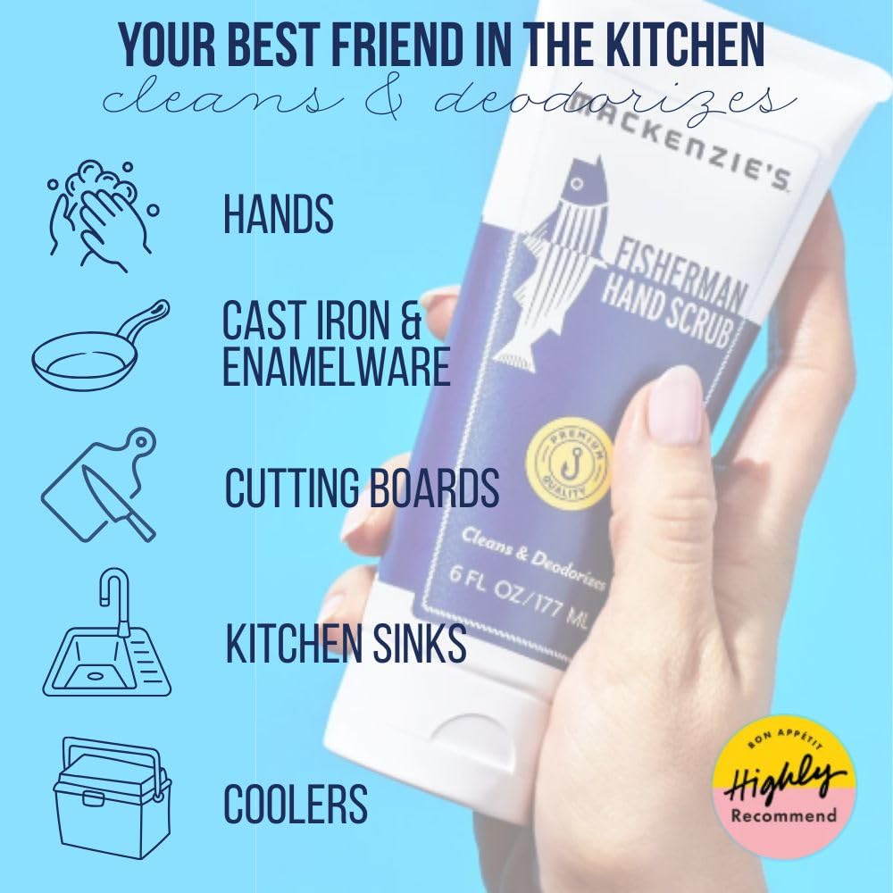 MacKenzie's Fisherman Hand Scrub - Gifts for Men - Gifts for Fisherman - Gifts for Cooks - Gifts for Gardeners - Cleansing & Deodorizing Hand Cleaner - 6 oz.