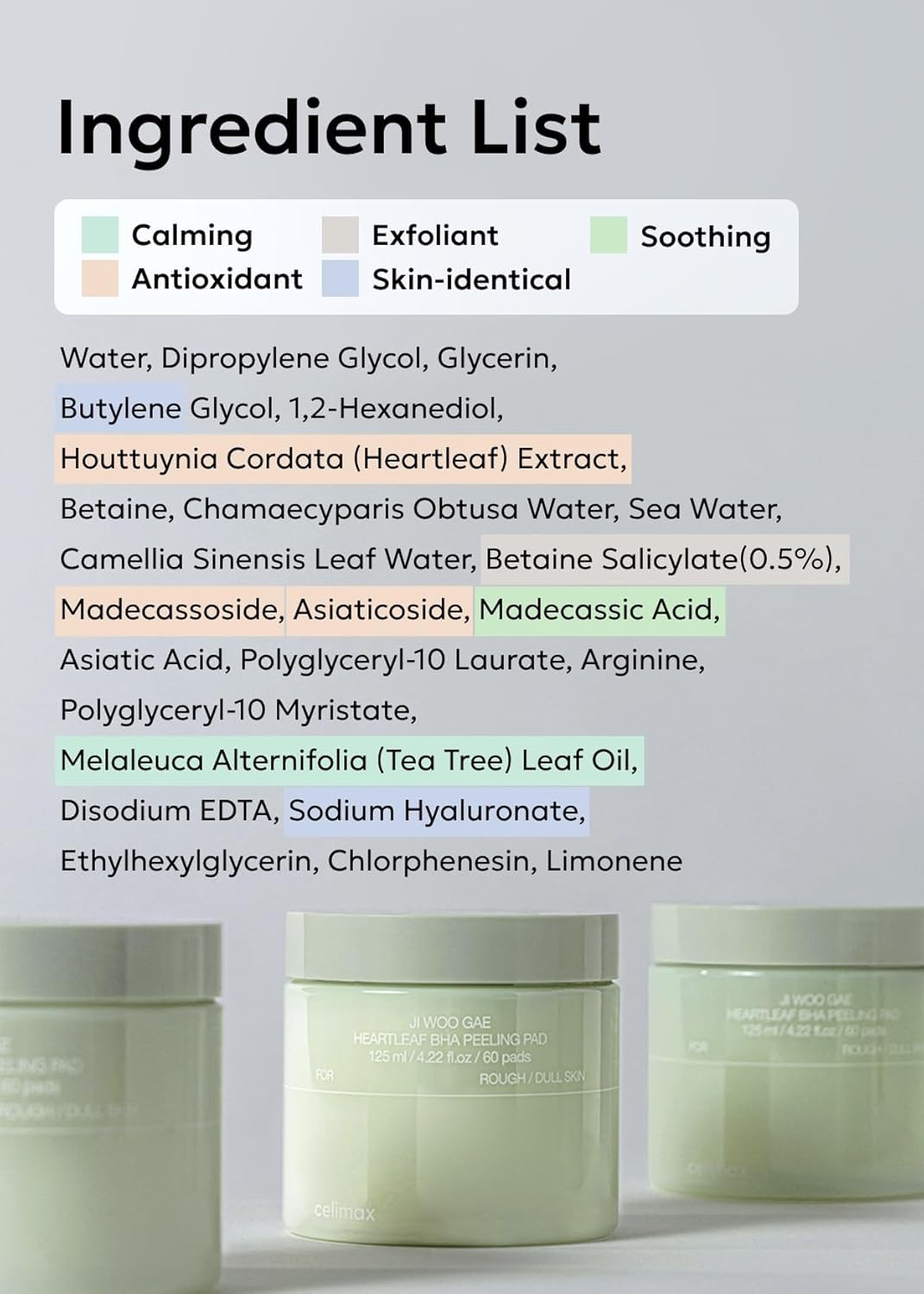 celimax Ji.Woo.Gae Heartleaf BHA Peeling Pad | with Heartleaf Extract, Exfoliating Toner Pads, Facial Peels, Hydrating, for Troubled Skin & Breakouts (60 Pads)