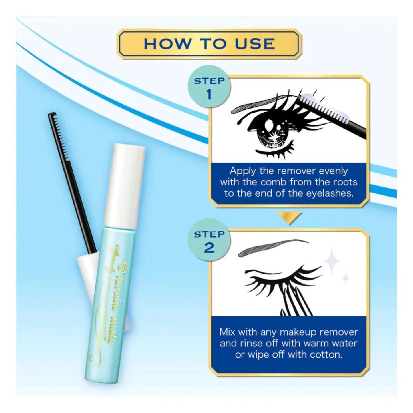 Heroine Make by KissMe Speedy Mascara Remover, Gentle Eye Makeup Remover for Waterproof Mascara, Fast-Acting & Non-Irritating Cleanser, Removes Stubborn Eye Makeup, 0.22 fl Oz