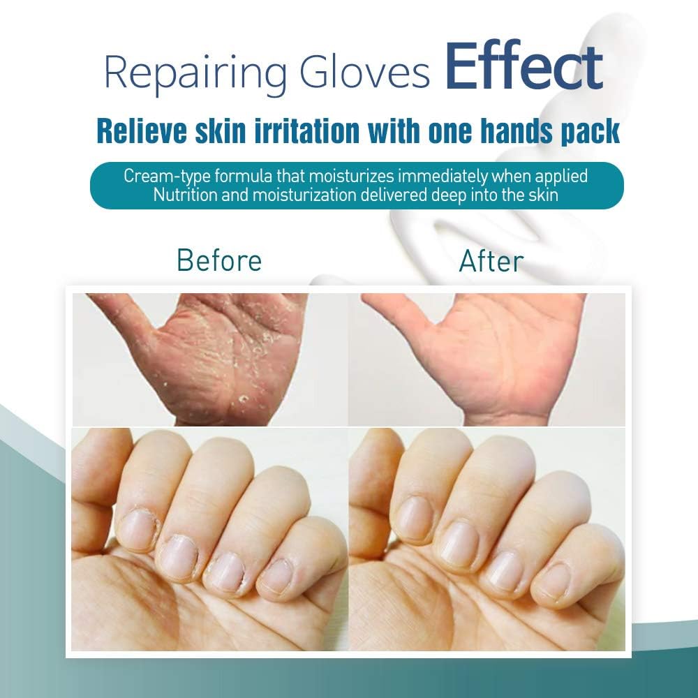 Epielle Intensive Repairing Hand Masks 6 Pairs, Deep Moisturizing Gloves for Dry, Cracked Hands, Repair with Coconut Oil & Milk Extract, Korean Skin Care, Spa Set, Self Care Gifts for Women
