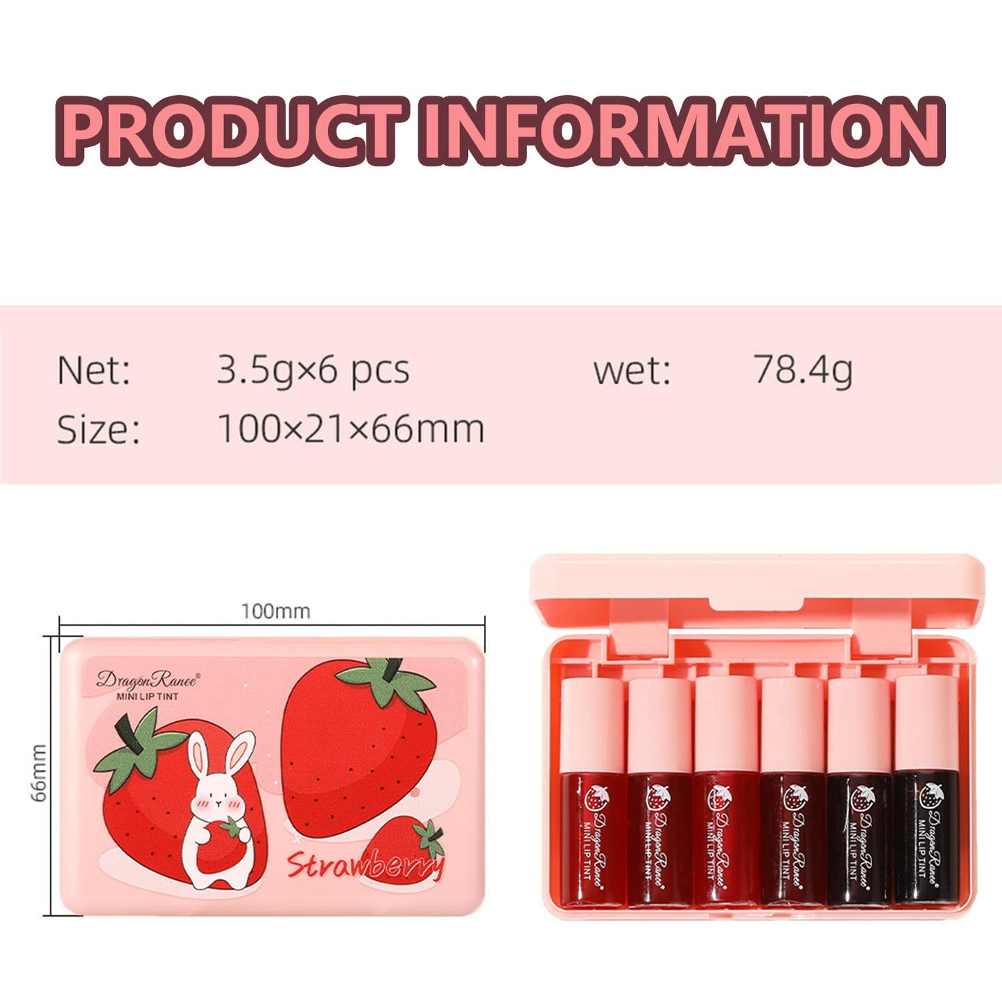 Eakroo 6 Colors Lip Tint Stain Mini Liquid Lipstick, Lip Gloss for Women, Blush for Cheeks, Lip Stain Long Lasting Waterproof, Lip Makeup, Cute Stuff, Non-Stick Cup, High Pigment, Vivid Color