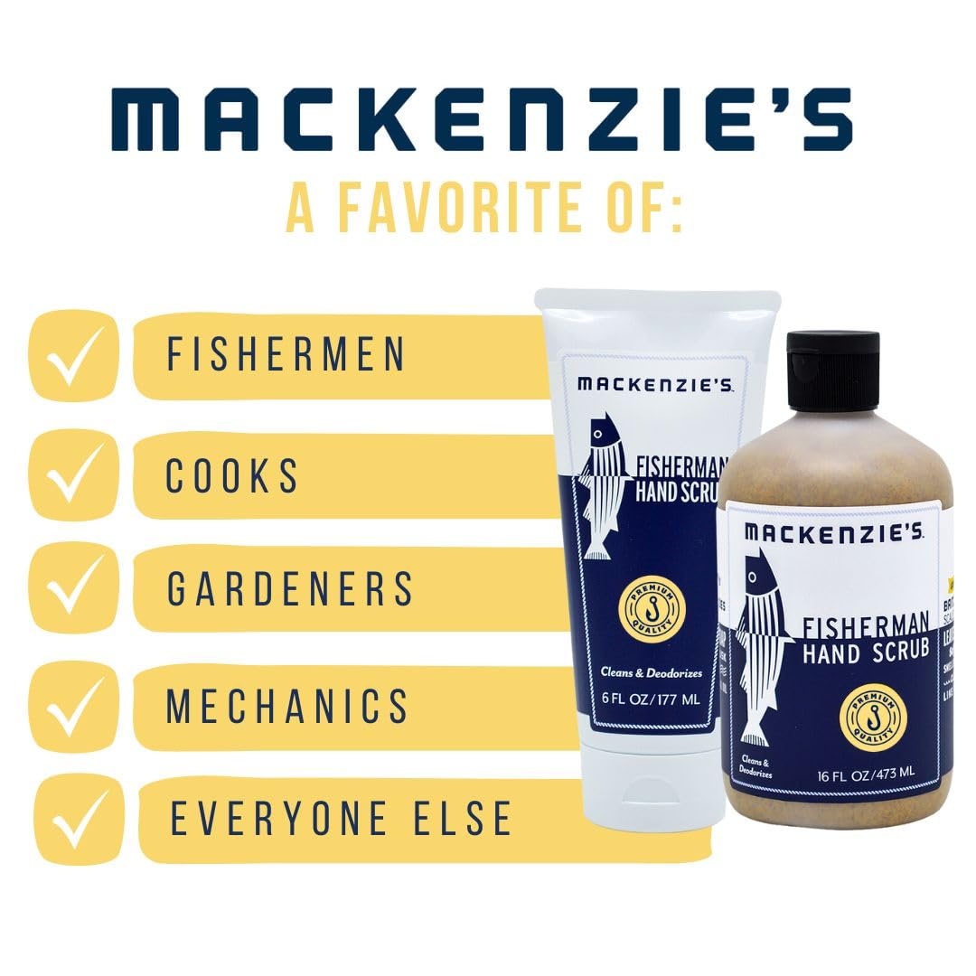 MacKenzie's Fisherman Hand Scrub - Gifts for Men - Gifts for Fisherman - Gifts for Cooks - Gifts for Gardeners - Cleansing & Deodorizing Hand Cleaner - 6 oz.