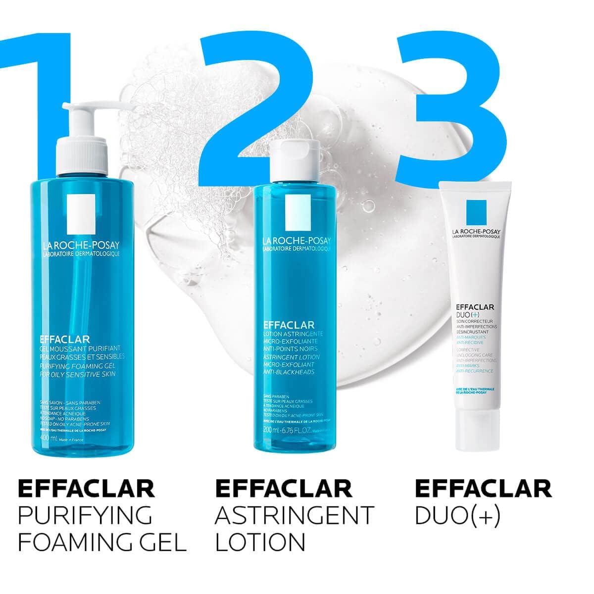 La Roche-Posay Effaclar Purifying Foaming Gel Cleanser for Oily Skin, With Zinc Pidolate To Remove Excess Oil & Shine, Alcohol Free & Oil Free, Sensitive Skin Tested