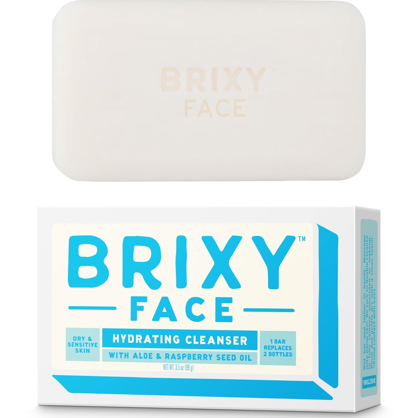 BRIXY Hydrating Facial Cleansing Bar For Dry Skin – Aloe and Raspberry Seed Oil To Soothe And Moisturize, Ceramide & Niacinamide Support A Heathy Skin Barrier, Soap Free & pH Balanced