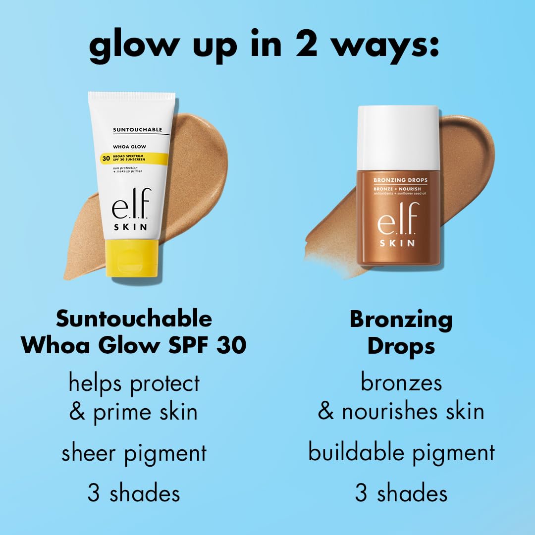 e.l.f. SKIN Bronzing Drops, Liquid Bronzer For Face & Skin, Creates A Sun-Kissed Glow, Infused With Vitamin E, Vegan & Cruelty-Free, Pure Gold