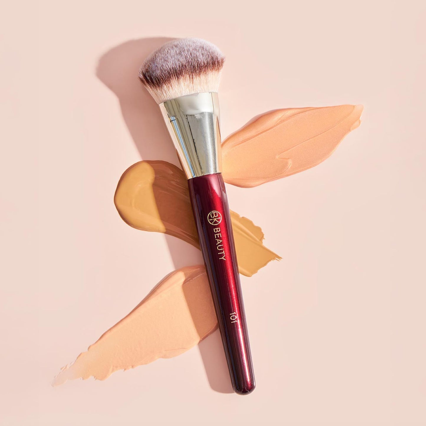 BK BEAUTY BRUSHES - 101 CONTOURED FOUNDATION BRUSH - Contoured Foundation Brush - Foundation Makeup Brushes - Face Brush For Liquid Or Cream Foundations