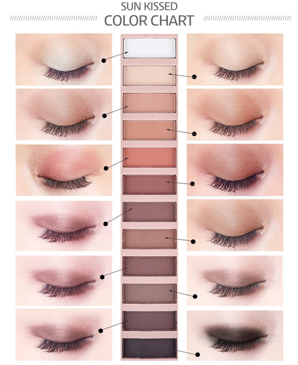 BOLOPER 2 Pack 12 Colors Makeup Nude Colors Eyeshadow Palette Natural Nude Matte Shimmer Glitter Pigment Eye Shadow Pallete Set Waterproof Smokey Professional Beauty Makeup Kit (2 PCS)