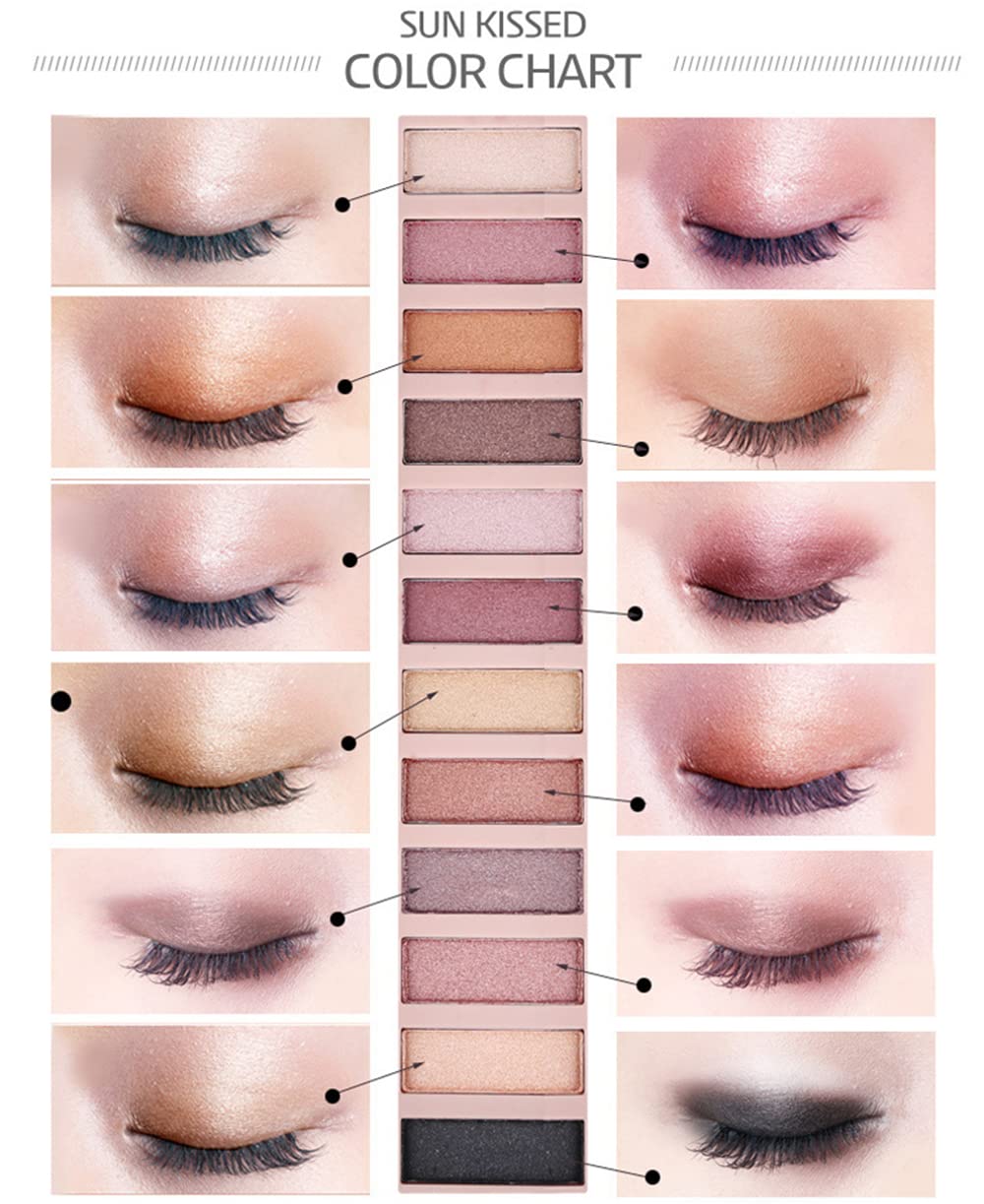 BOLOPER 2 Pack 12 Colors Makeup Nude Colors Eyeshadow Palette Natural Nude Matte Shimmer Glitter Pigment Eye Shadow Pallete Set Waterproof Smokey Professional Beauty Makeup Kit (2 PCS)