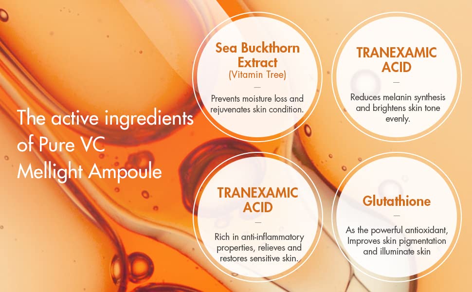 Dr.Ceuracle Pure VC Mellight Ampoule - Vitamin C Serum for Face, One Week Program for Anti-Oxidant, Firming, Clarify, Fade Pigmentation, Skin Radiance (4 Counts (Pack of 1))