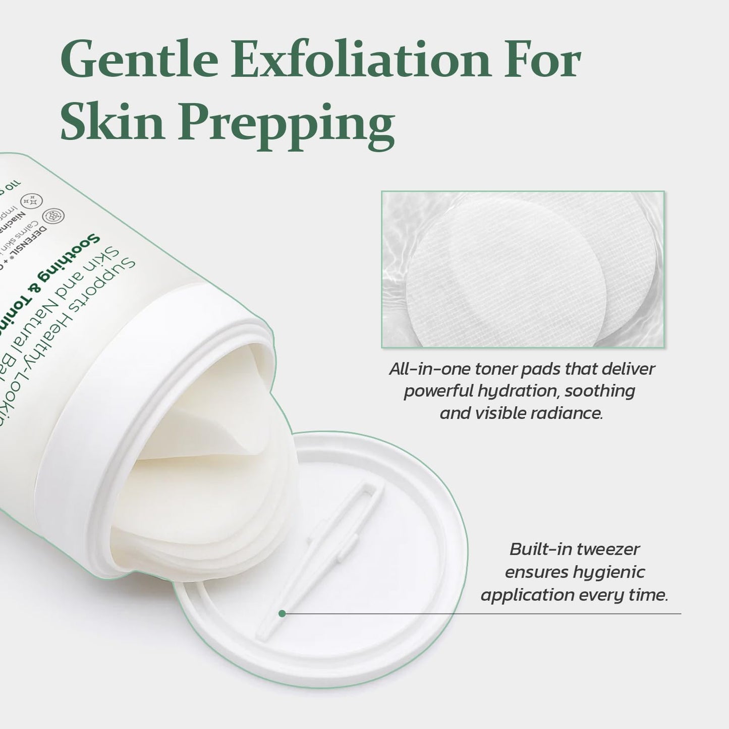 QAH Toner Pads Face Exfoliator Dark Spots Removal Pads, Soothing with DEFENSIL®,Tea Tree | Wrinkle Minimizing with Peptides, Niacinamide for All Skin Types（125 Counts）