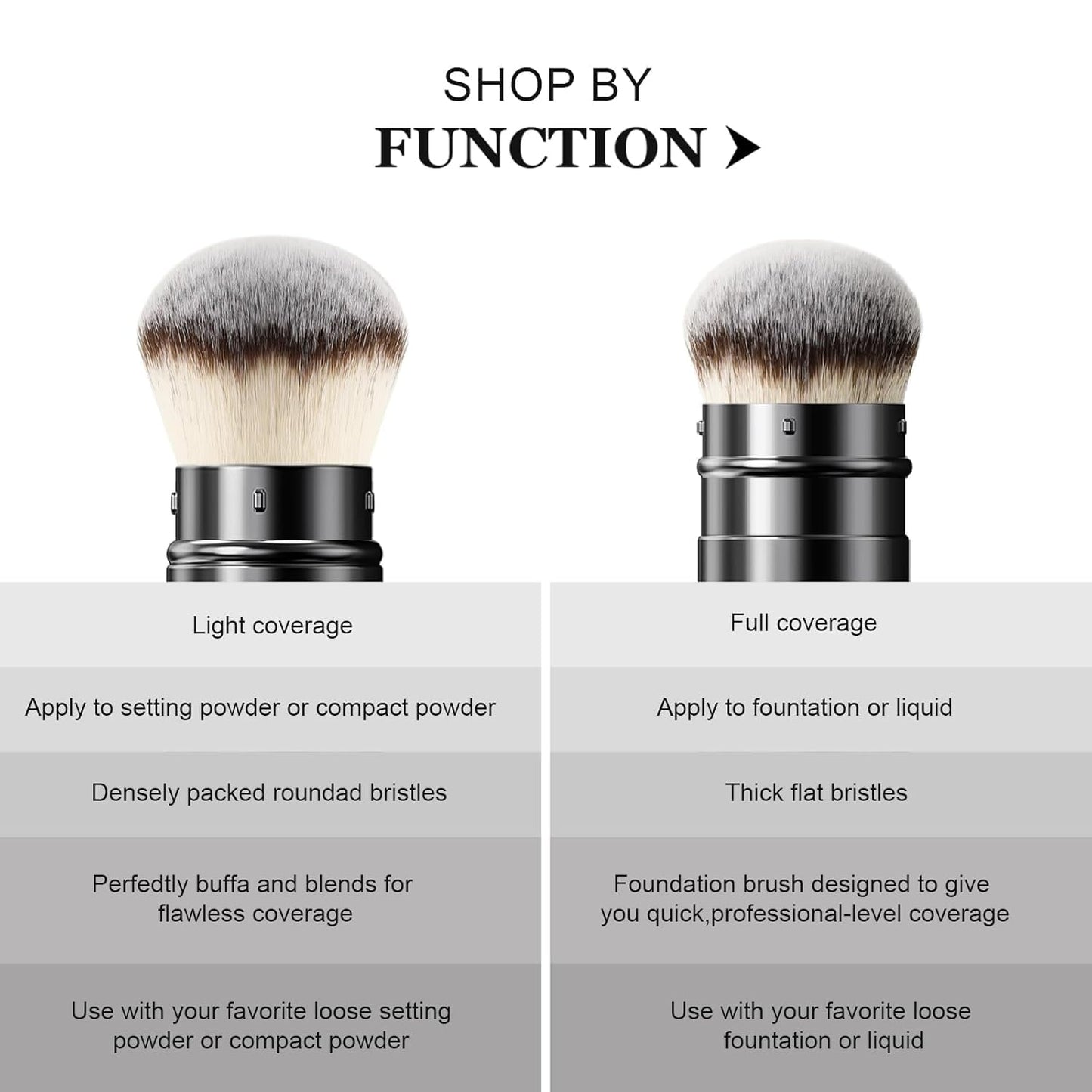 DUcare Retractable Airbrush Kabuki Brush for All Face Makeup & Foundation for Liquid, Cream and Powder Face Makeup With Aluminum Handle