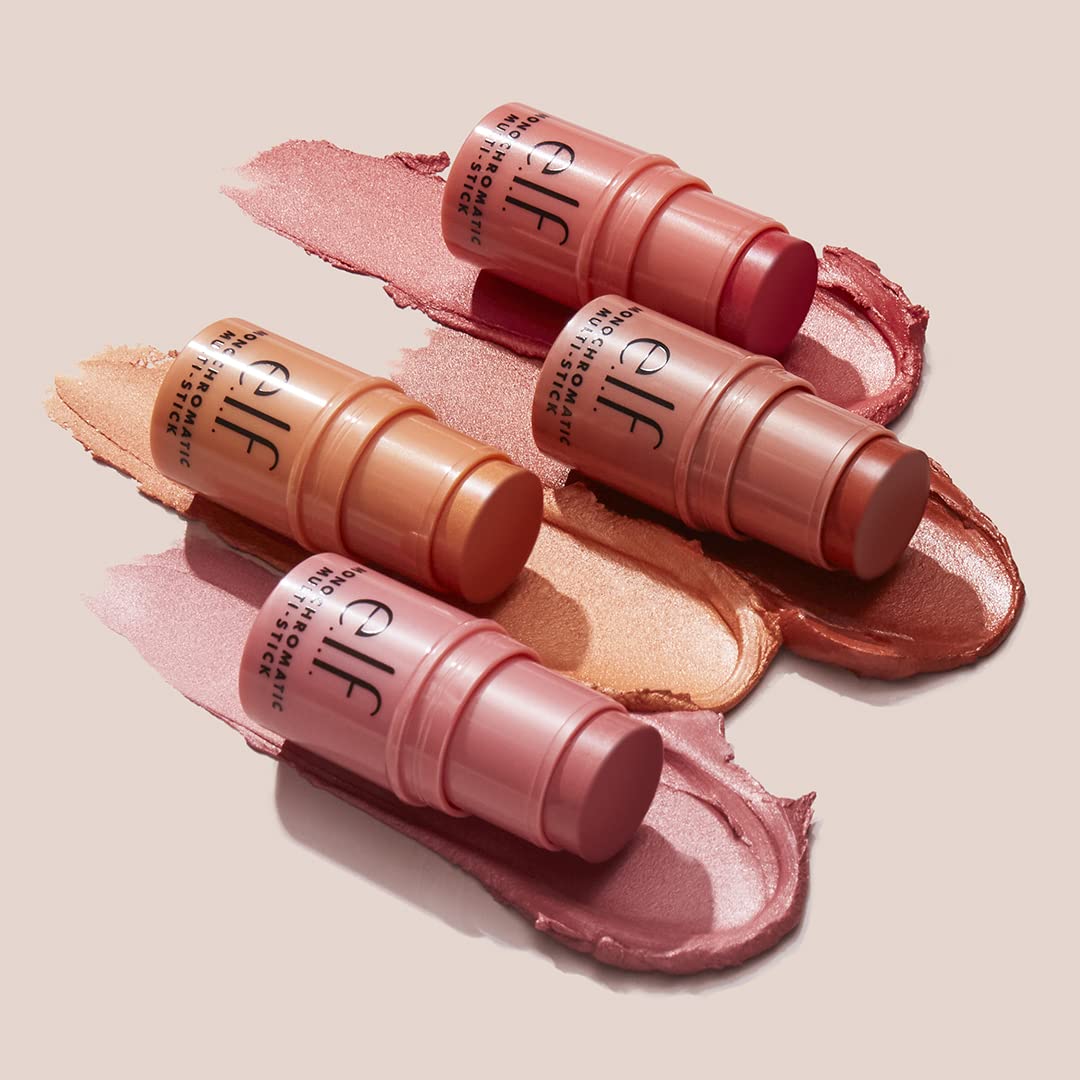 e.l.f. Monochromatic Multi Stick, Travel-Sized Luxuriously Creamy & Blendable Color For Eyes, Lips & Cheeks, Vegan & Cruelty-Free, Luminous Berry
