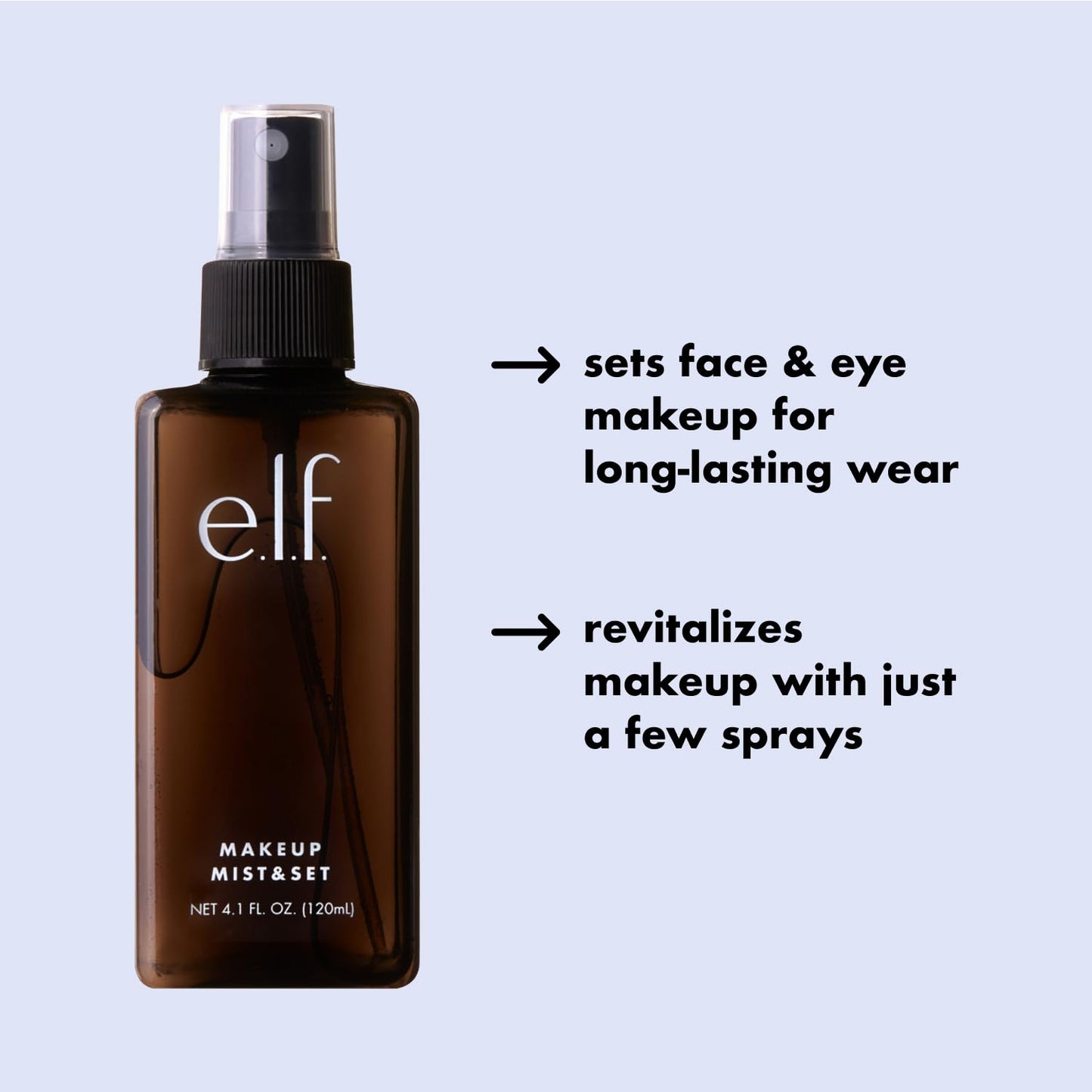 e.l.f. Makeup Mist & Set - Large Lightweight, Long Lasting, All-Day Wear Revitalizes, Refreshes, Hydrates, Soothes Infused with Aloe, Green Tea and Cucumber 4 Fl Oz